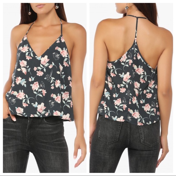 Forever 21 Tops - FOREVER 21 | T-Strap Floral Satin Cami